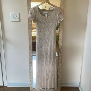 90s bohemian crochet midi dress